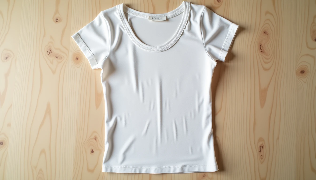 The Scoop Neck Fix Flat lay of a scoop neck top on light wood