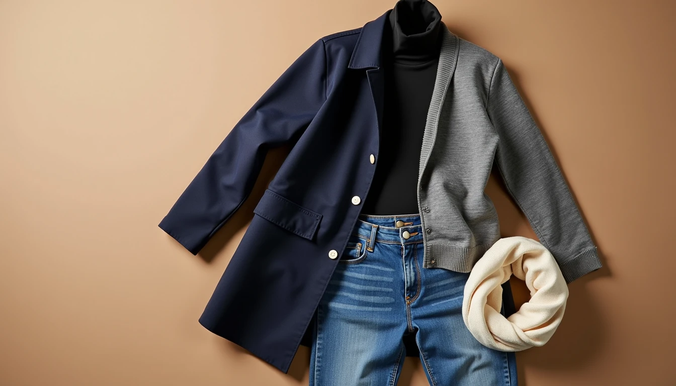 Buttoned layered outfit with scarf for November