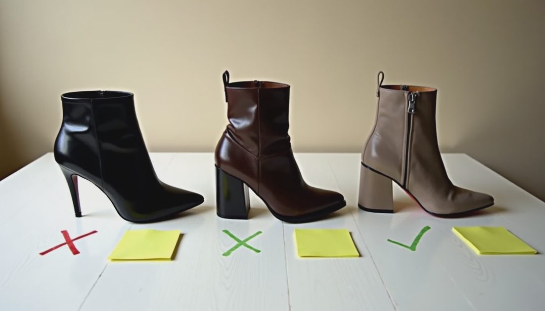 How Boot Height Changes Everything Three ankle boots side by side with X and checkmark notes